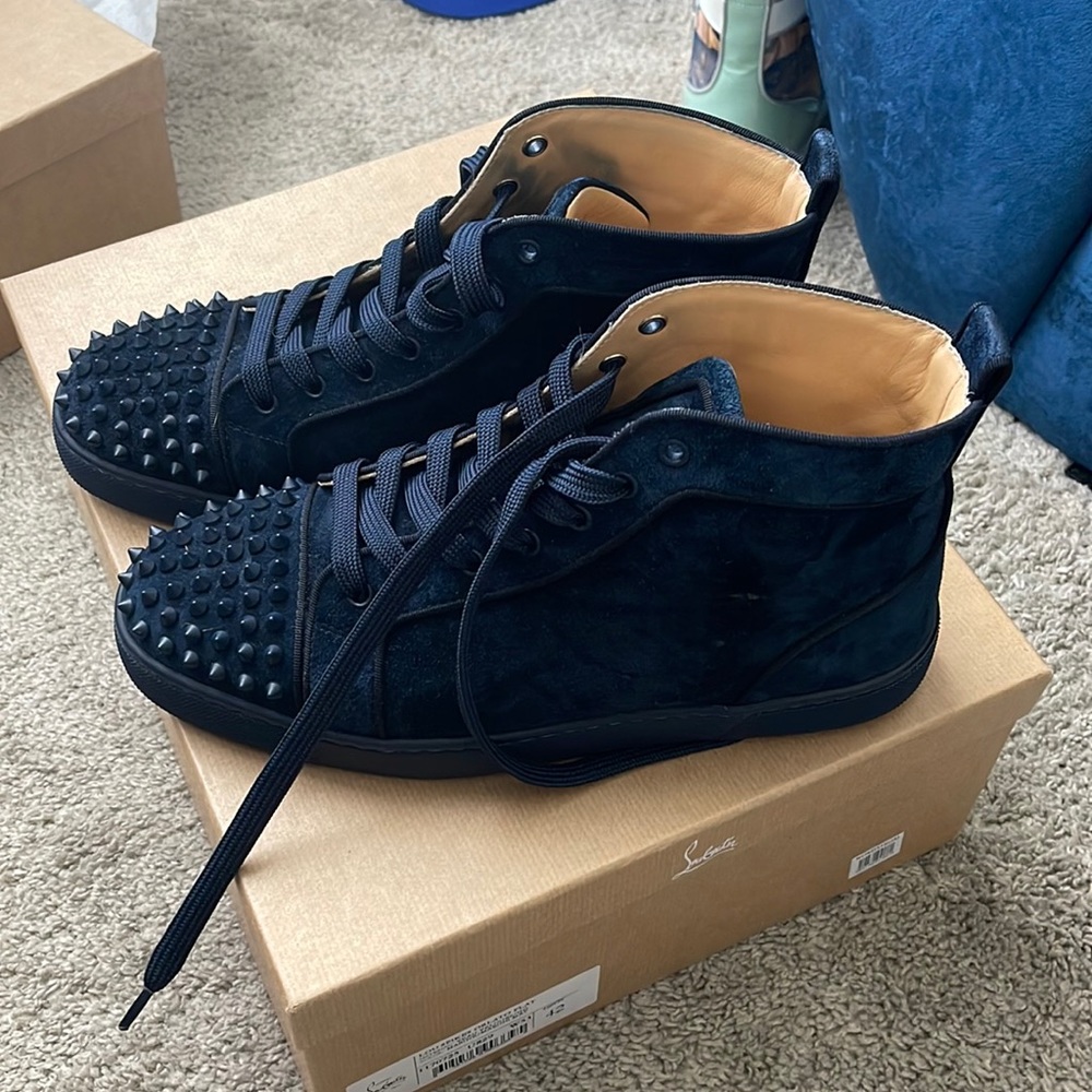 Blue velour Christian Louboutin sneakers